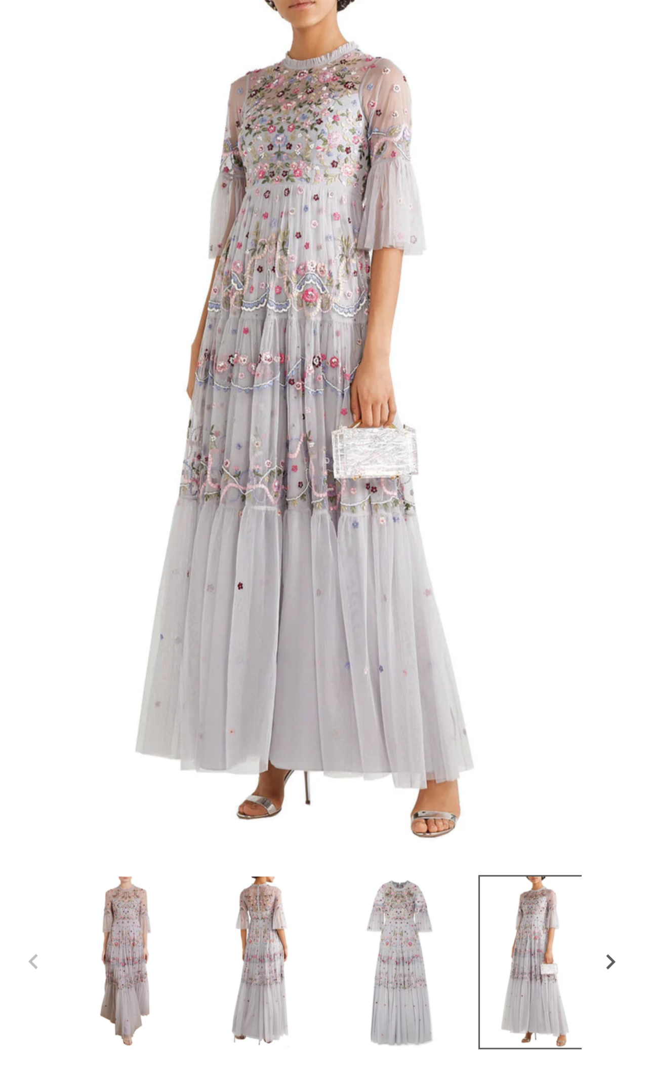 NEEDLE & THREAD
Light Grey Dreamers Floral Embroidered Tulle Gown