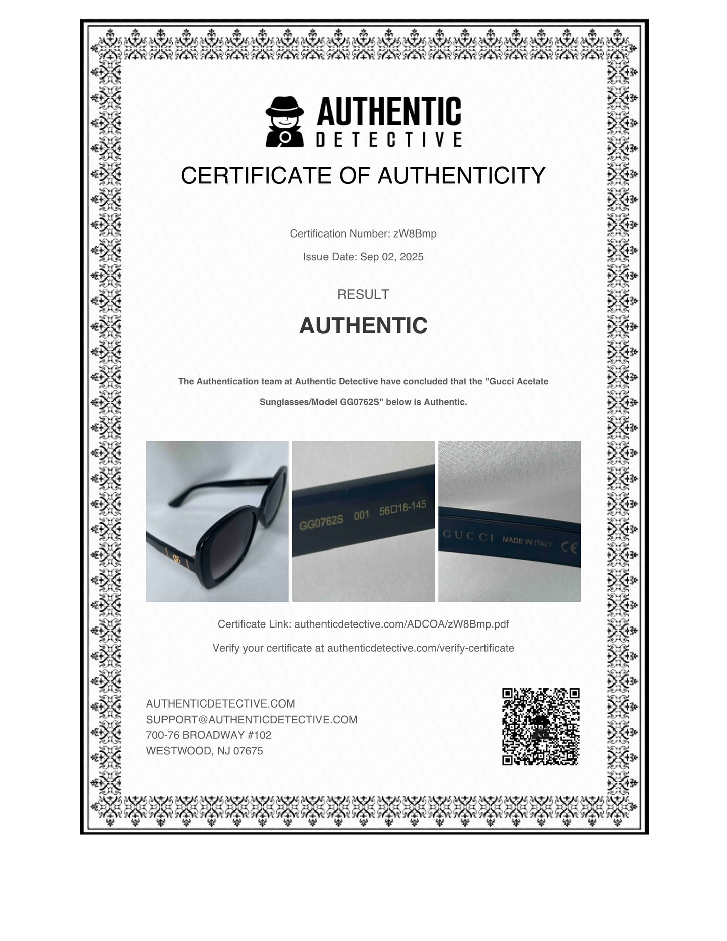 Gucci sunglasses GG0762S 001
