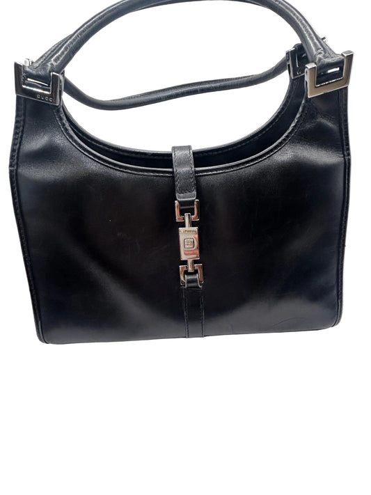 Gucci Jackie Bardot black leather shoulder bag