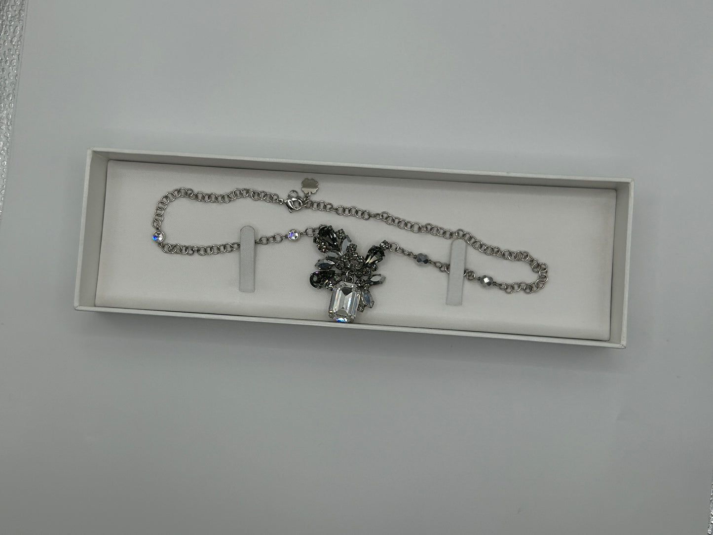 CHRISTIAN DIOR vintage silver tone chain necklace