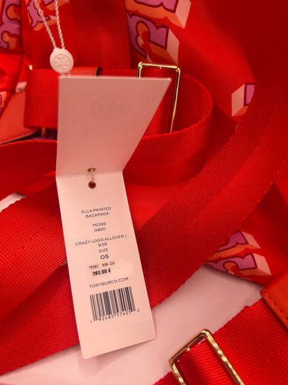 Tory Burch Ella Printed Backpack featuring a crazy logo allover pattern