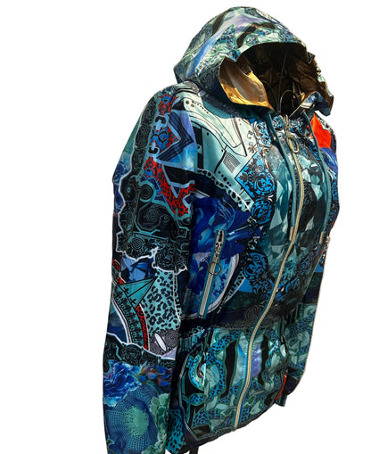Versace Jeans Couture reversible windbreaker jacket featuring a multi-colored baroque print