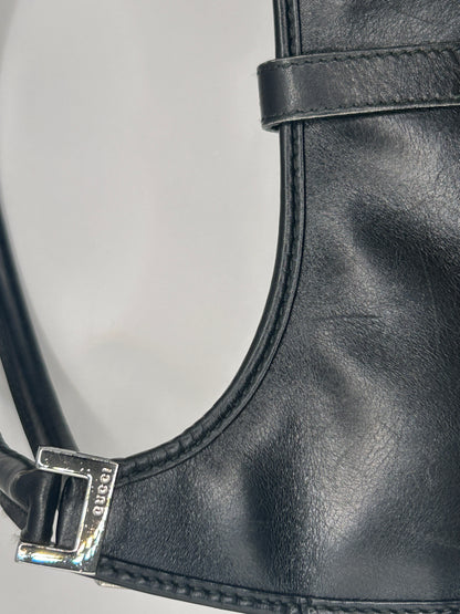 Gucci Jackie Bardot black leather shoulder bag