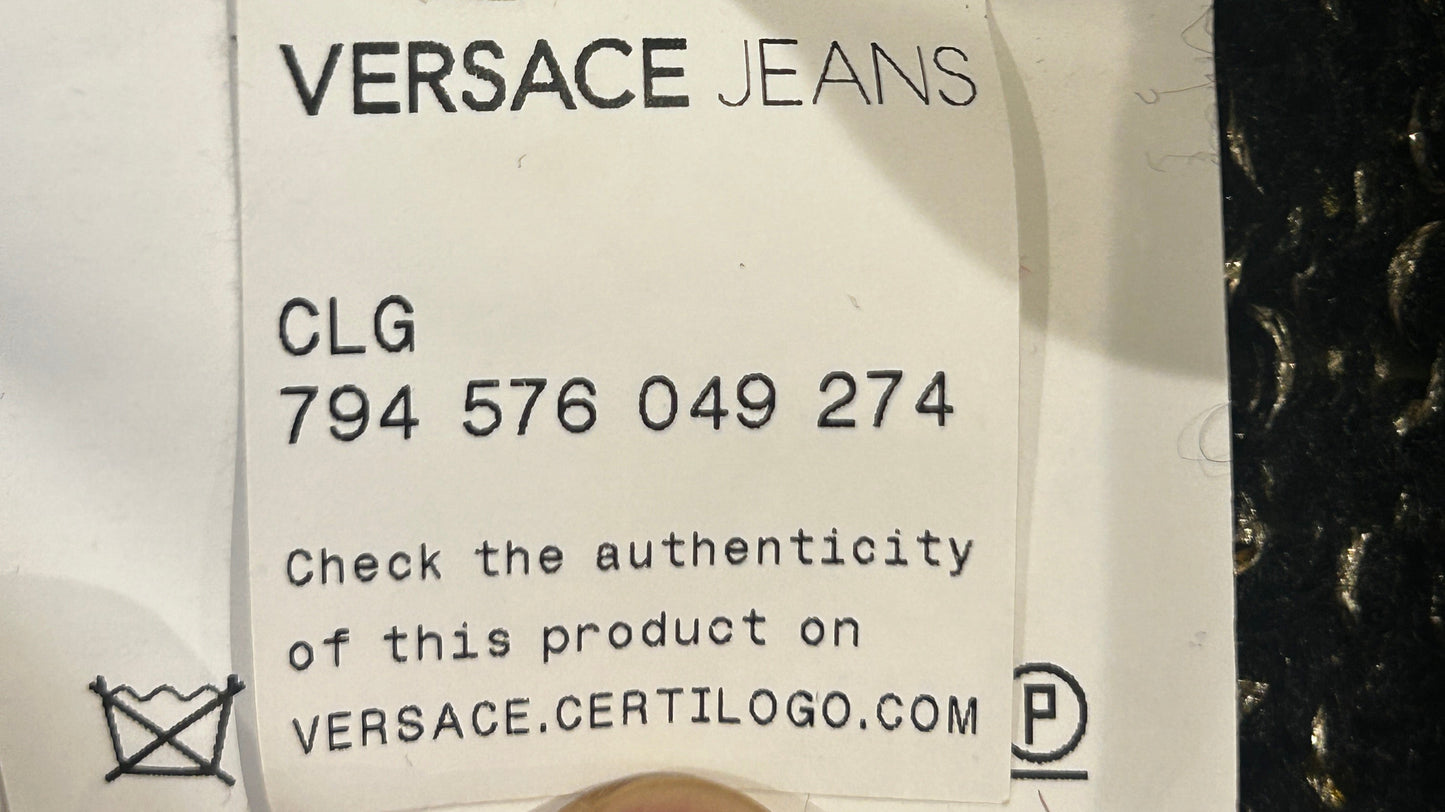 Versace Jeans sweater,  made of a black knit material with sequin embellishments