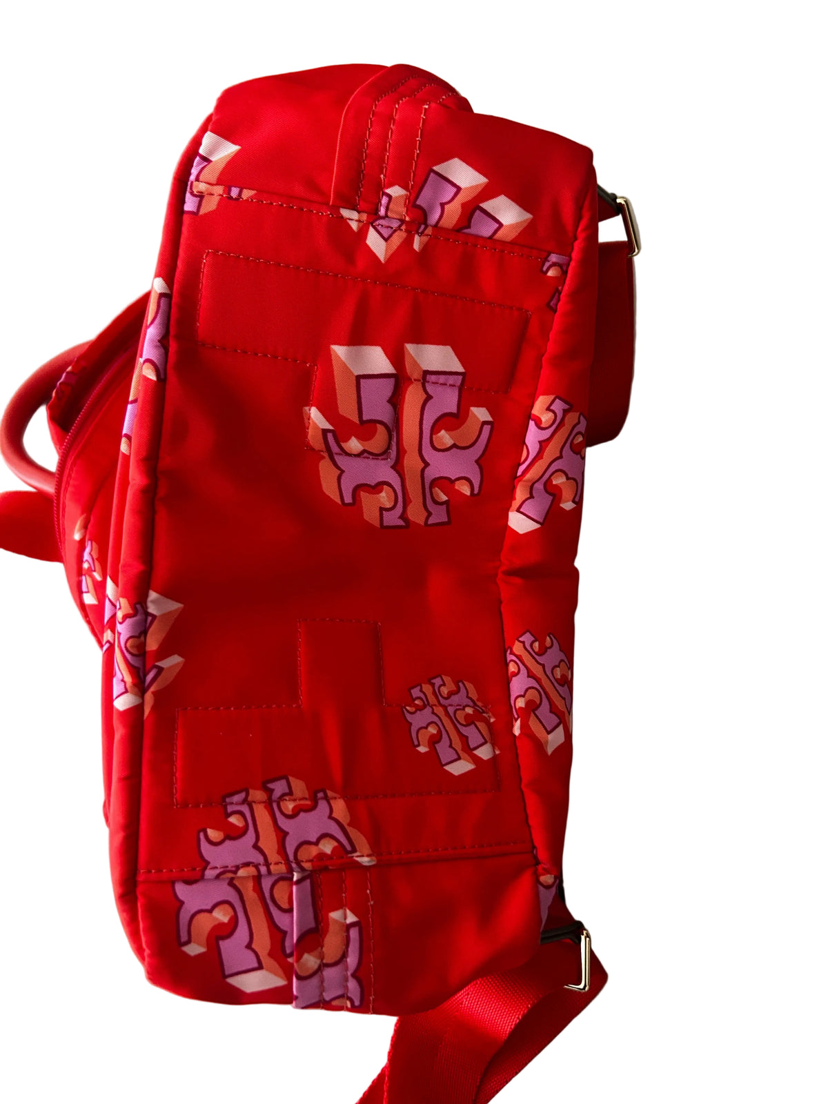 Tory Burch Ella Printed Backpack featuring a crazy logo allover pattern