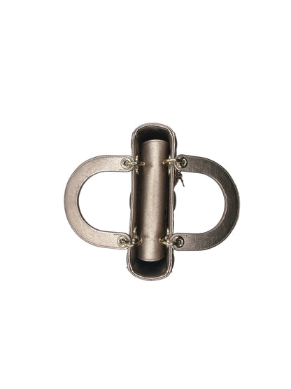 Christian Dior small Lady Dior quilted metallic calfskin leather tote bag