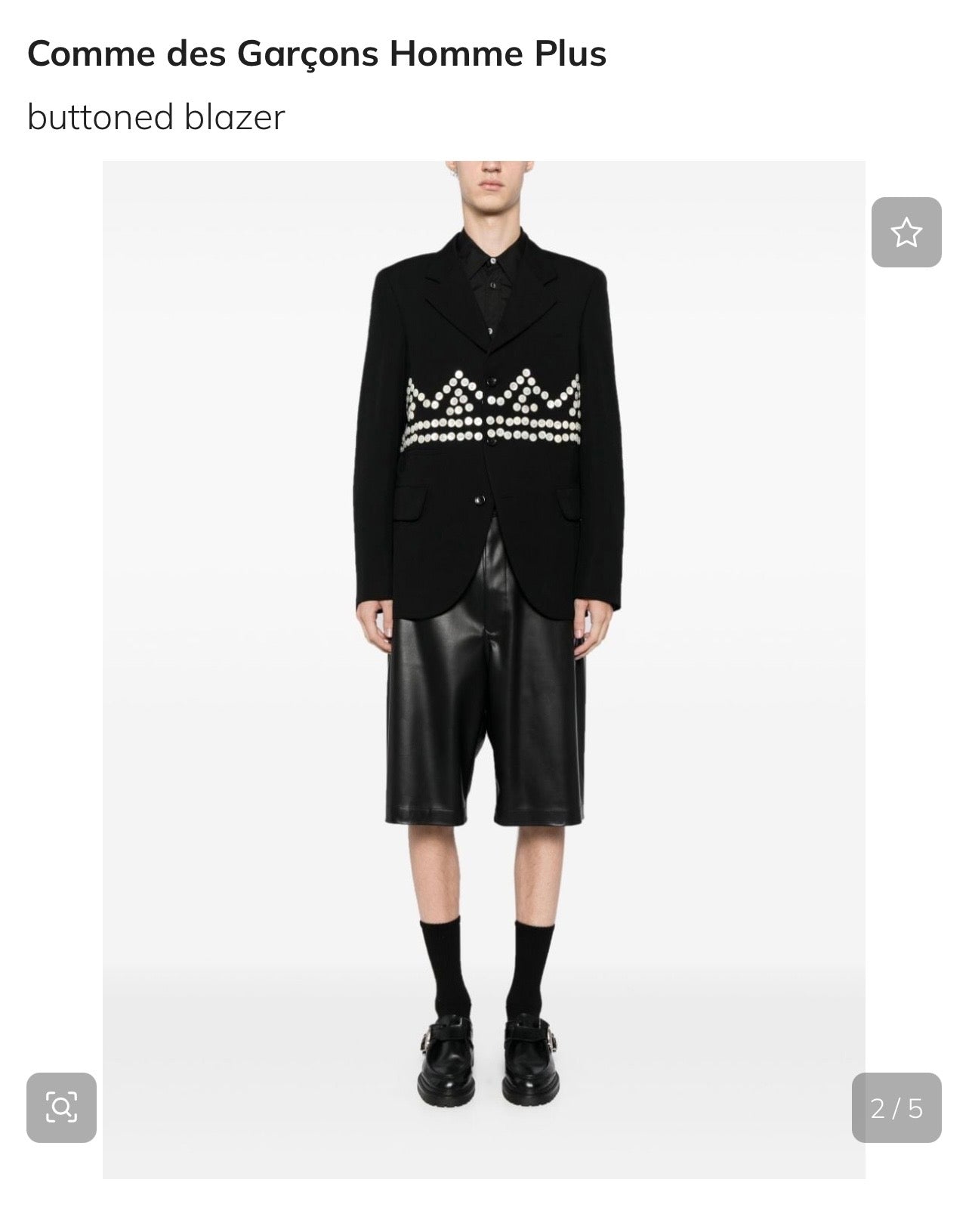 Comme des Garçons Homme
Plus for Men buttoned blazer
Black- Medium