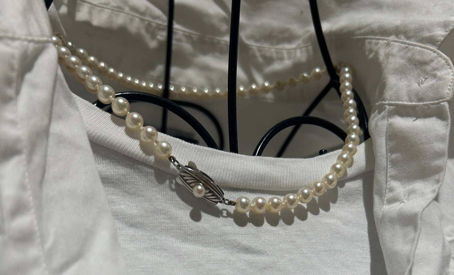 Vintage Mikimoto cultured Akoya pearl necklace with a silver clasp