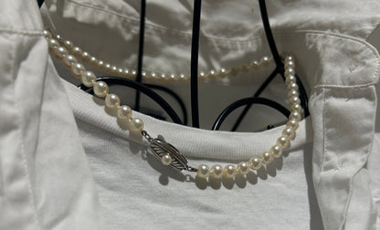 Vintage Mikimoto cultured Akoya pearl necklace with a silver clasp