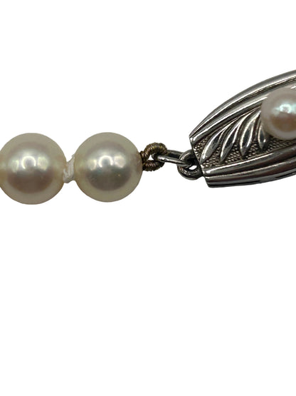 Vintage Mikimoto cultured Akoya pearl necklace with a silver clasp