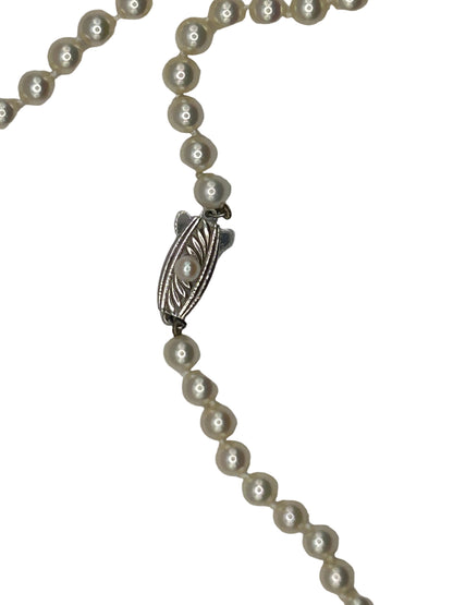 Vintage Mikimoto cultured Akoya pearl necklace with a silver clasp