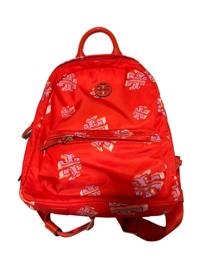 Tory Burch Ella Printed Backpack featuring a crazy logo allover pattern