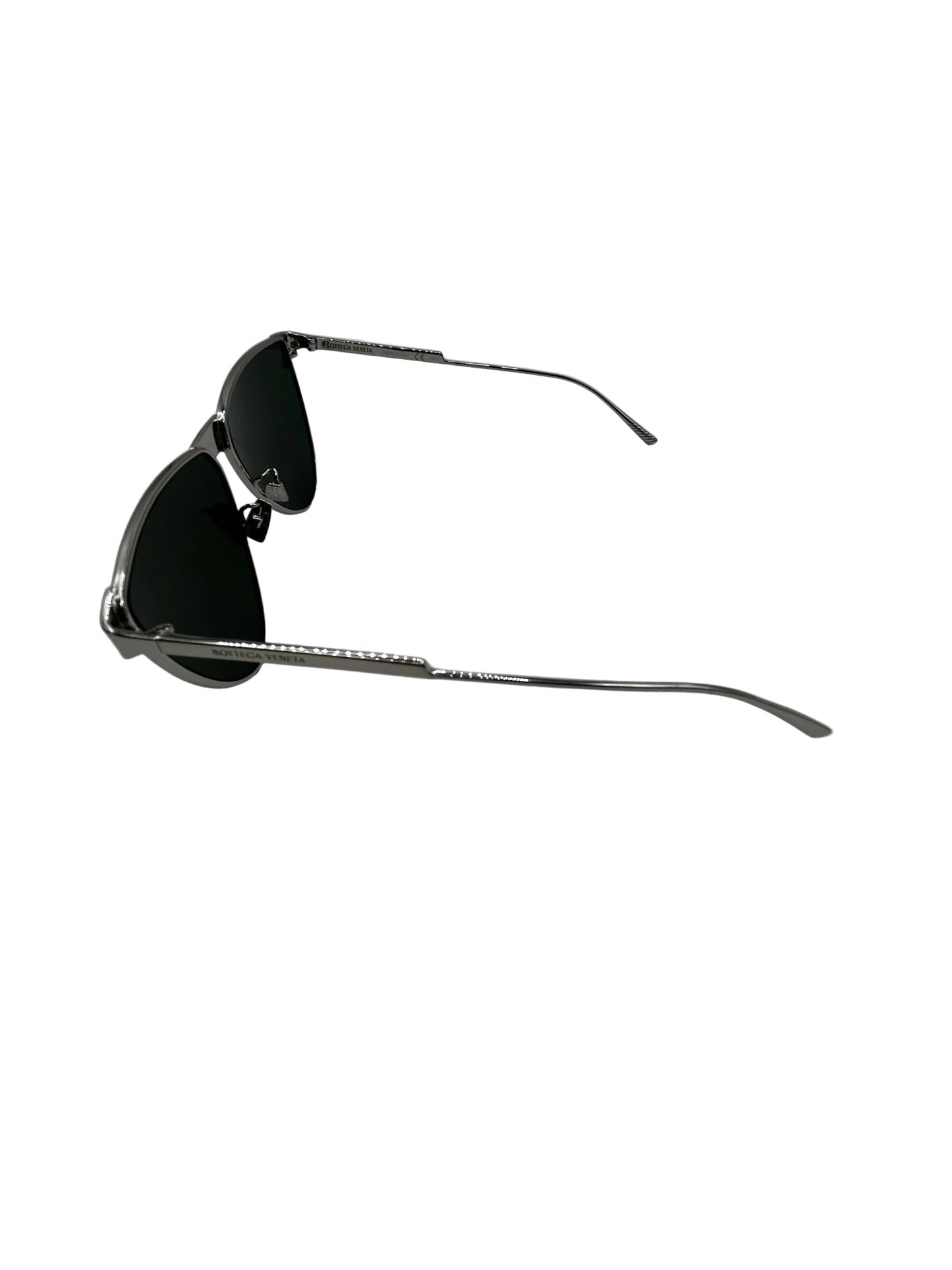Bottega Veneta Bv1070s Metal Aviator Sunglasses - Silver,Green- unisex