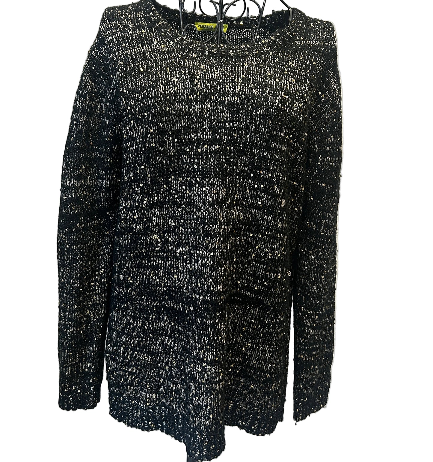 Versace Jeans sweater,  made of a black knit material with sequin embellishments
