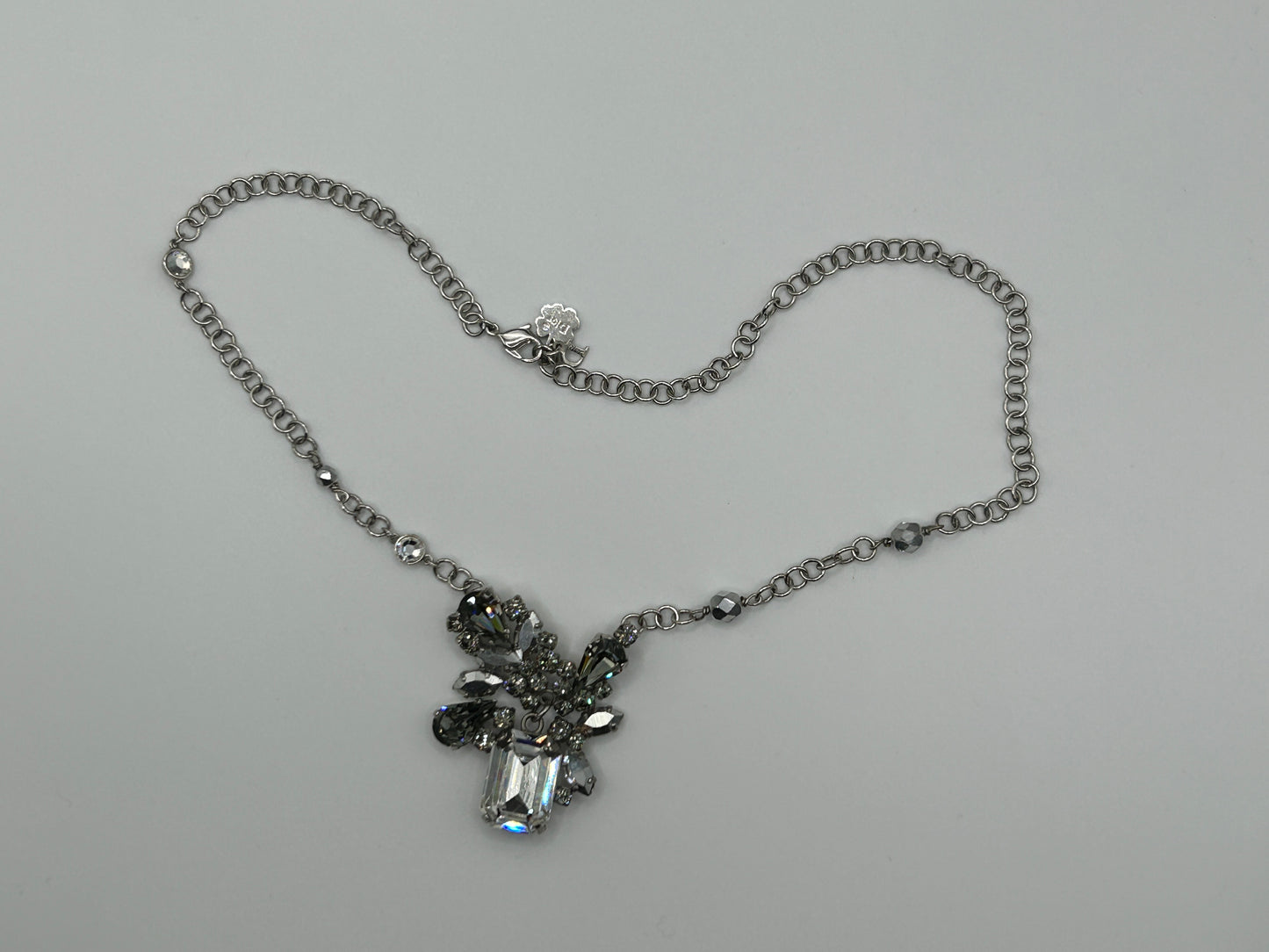 CHRISTIAN DIOR vintage silver tone chain necklace