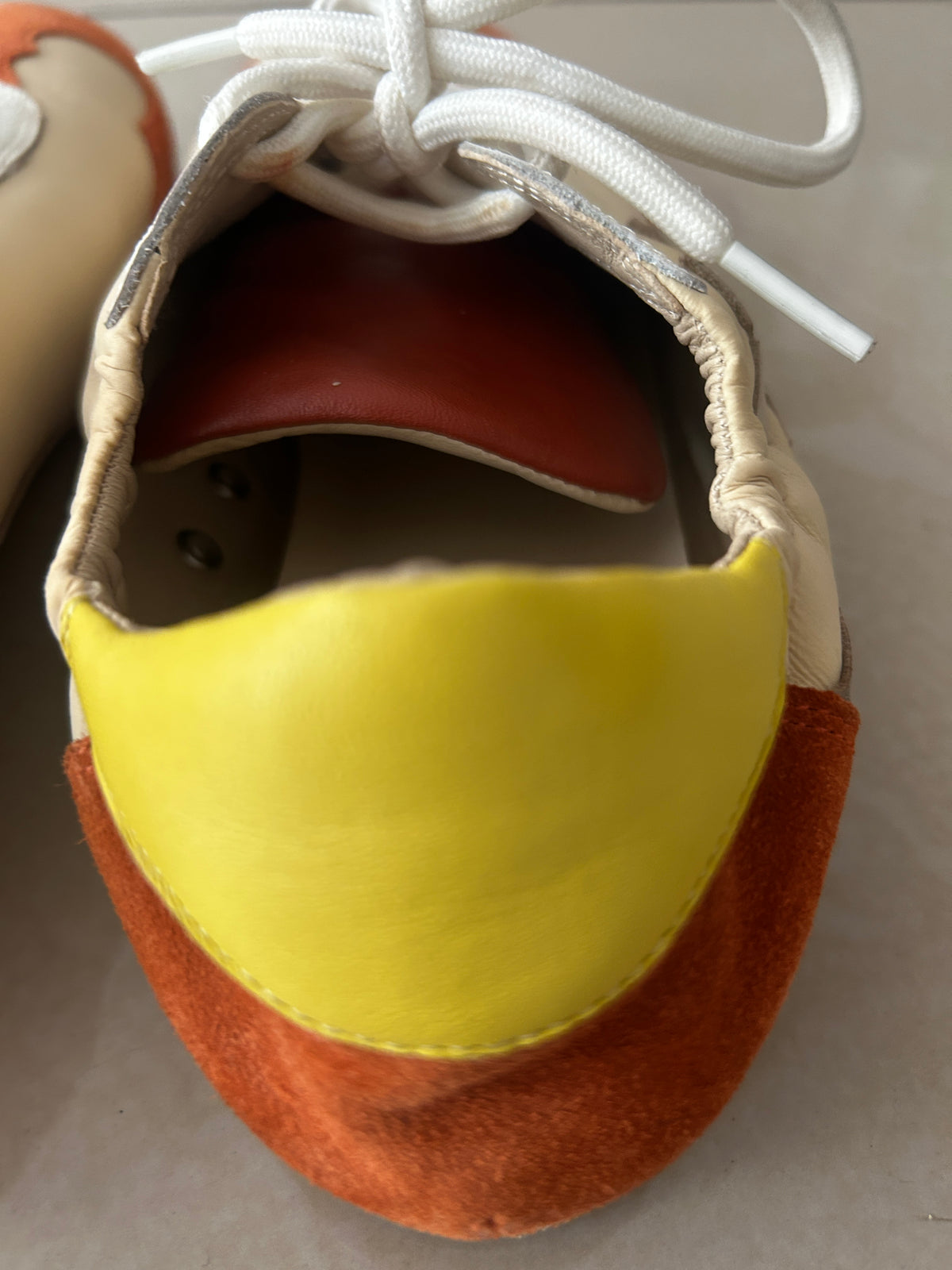 Tory Burch Suede
Colorblock Pattern, ivory and rust