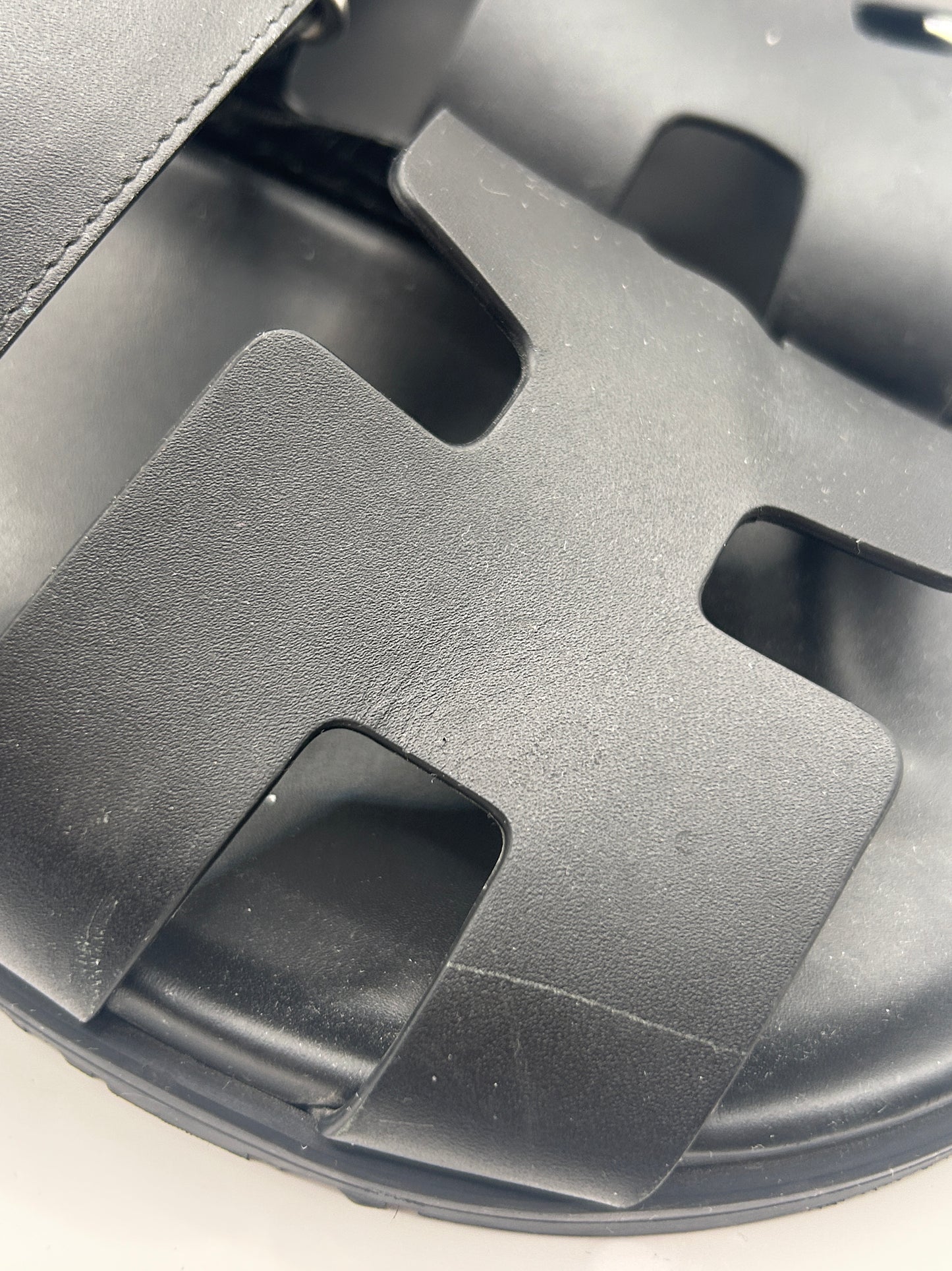 Hermès Chypre sandals in black calfskin leather