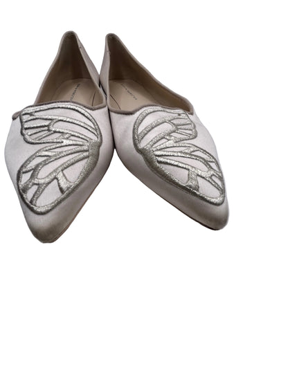 Sophia Webster Bibi butterfly ballet flats in an off-white or light pink satin