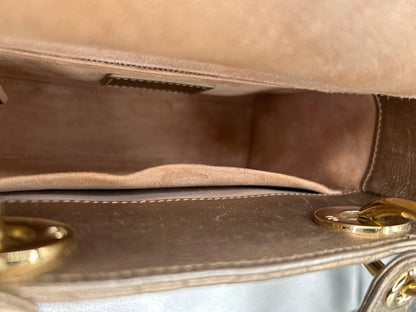 Christian Dior small Lady Dior quilted metallic calfskin leather tote bag