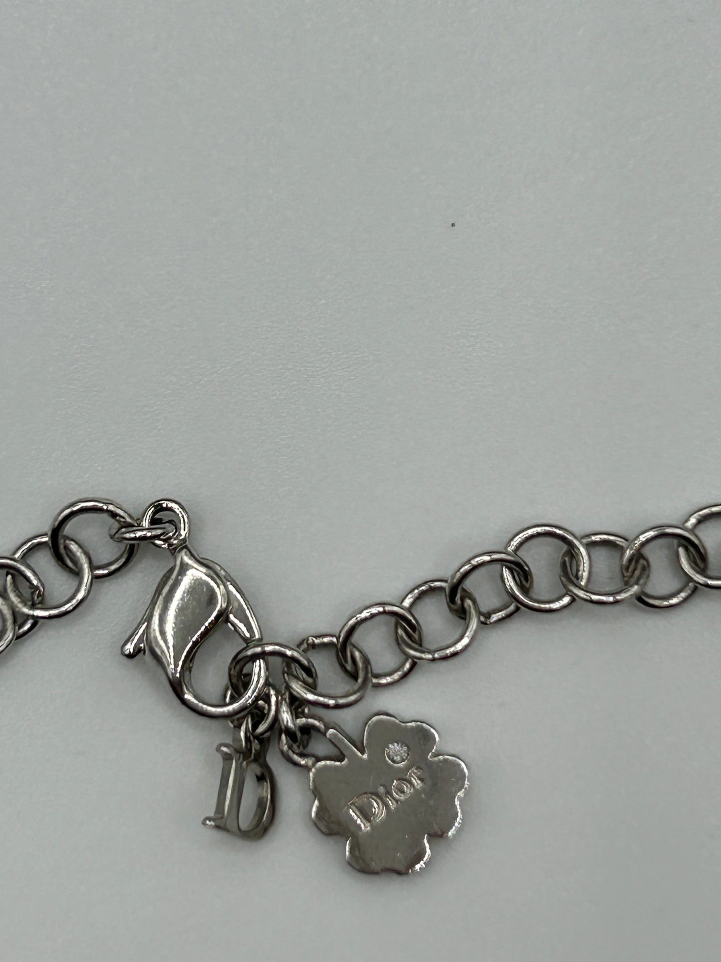 CHRISTIAN DIOR vintage silver tone chain necklace