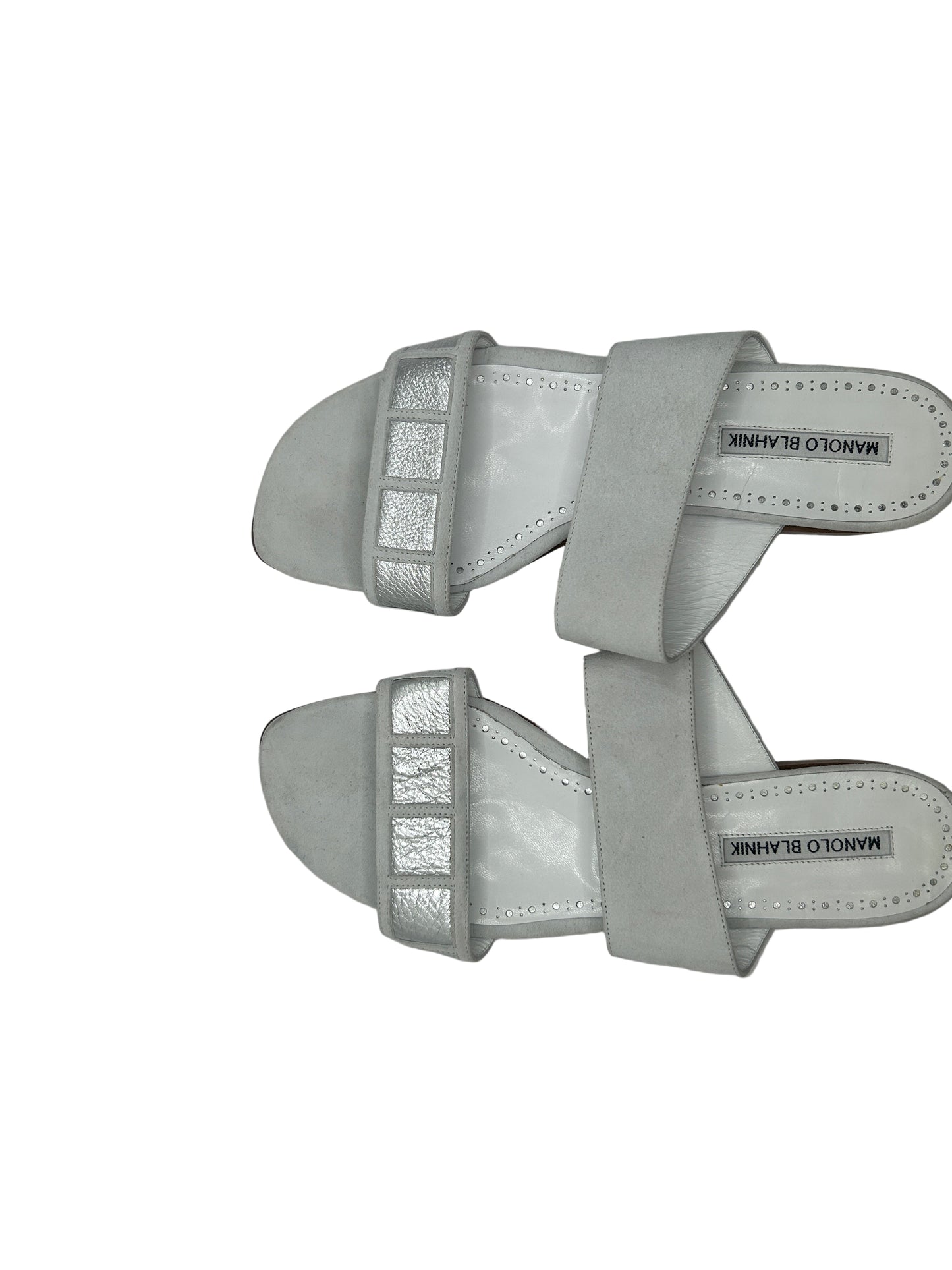 Manolo Blahnik white and silver sandals