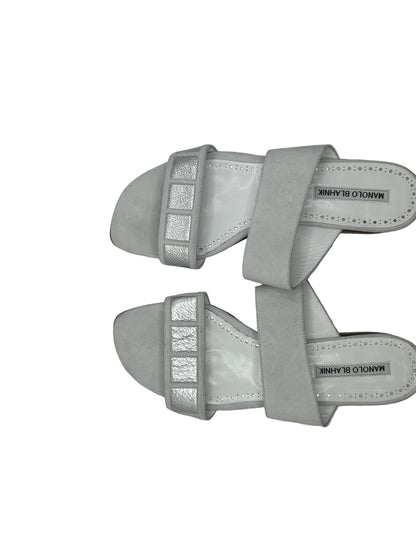 Manolo Blahnik white and silver sandals