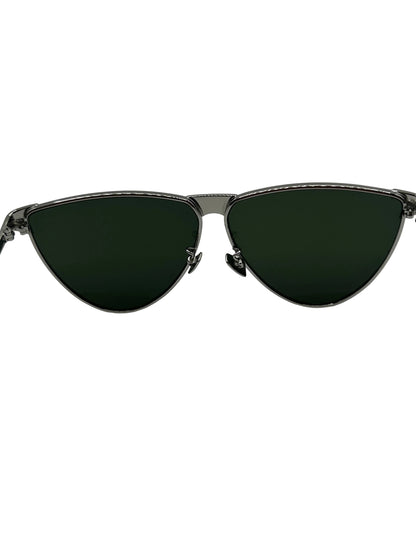 Bottega Veneta Bv1070s Metal Aviator Sunglasses - Silver,Green- unisex