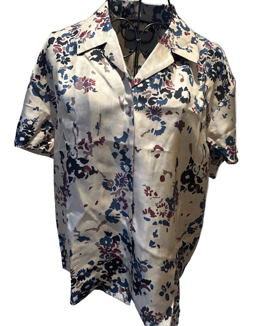 Asceno Prague Shirt, Winter Flower Cream Silk Twill