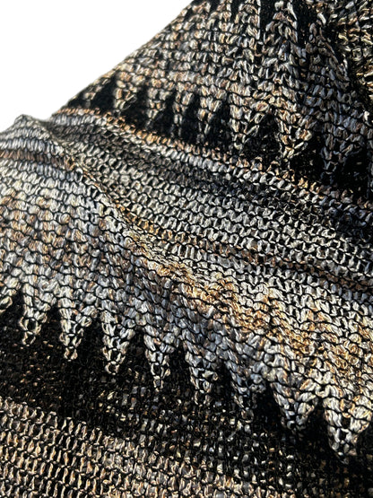 Missoni fringed wool-blend scarf featuring the brand's signature zigzag woven design, black colourway