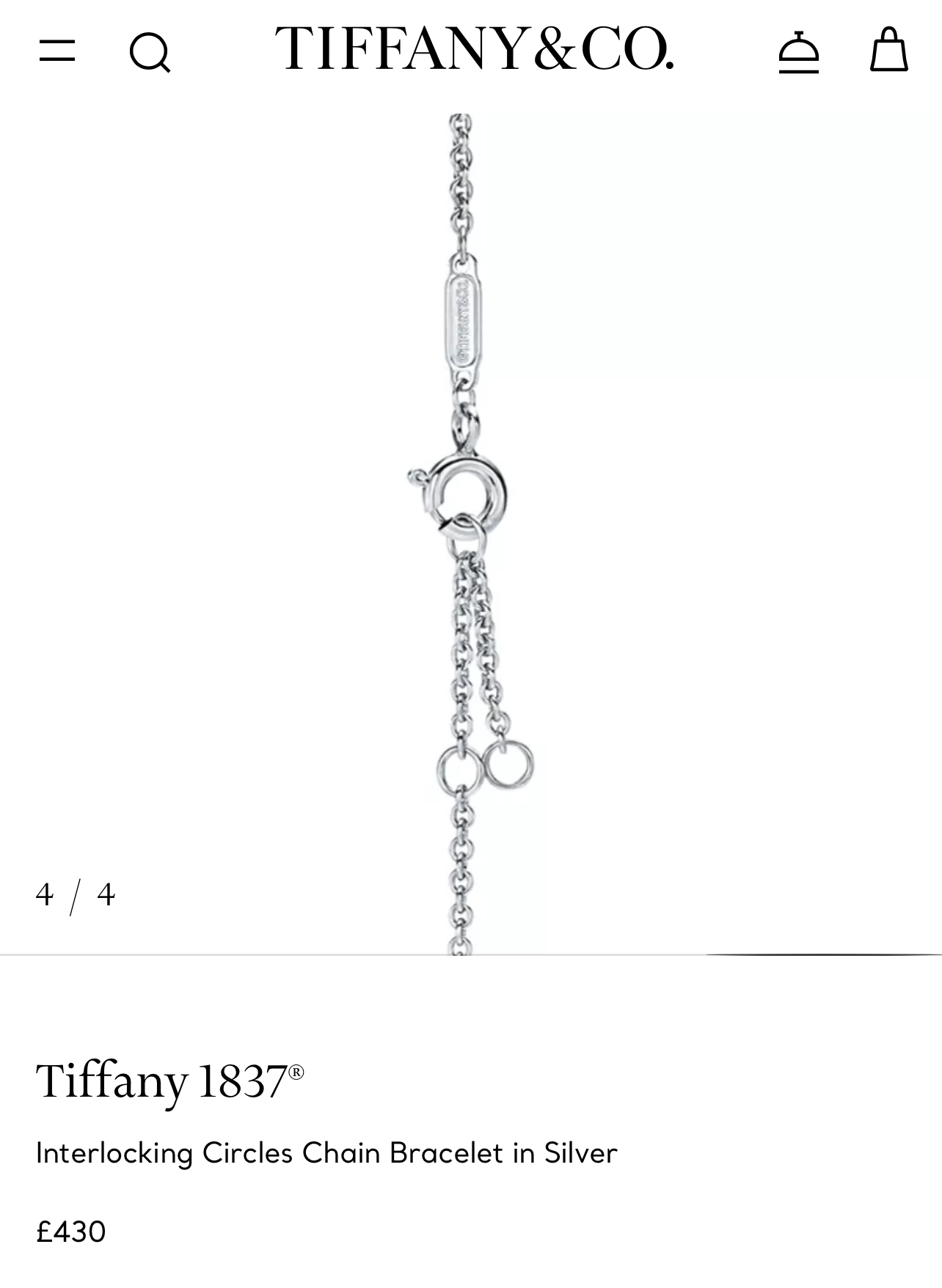 Tiffany 1837
Interlocking Circles Chain Bracelet in Silver