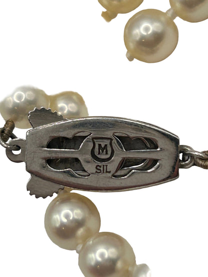 Vintage Mikimoto cultured Akoya pearl necklace with a silver clasp