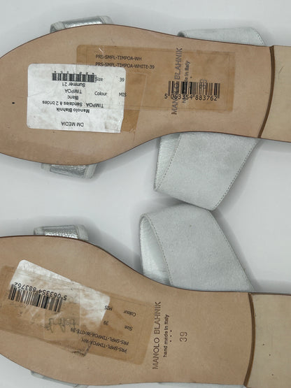 Manolo Blahnik white and silver sandals