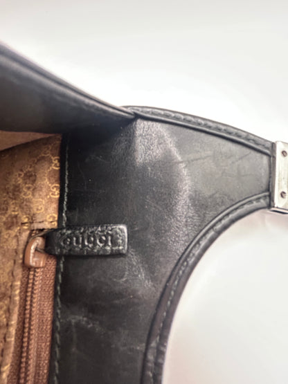 Gucci Jackie Bardot black leather shoulder bag