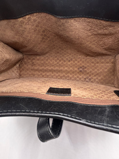 Gucci Jackie Bardot black leather shoulder bag