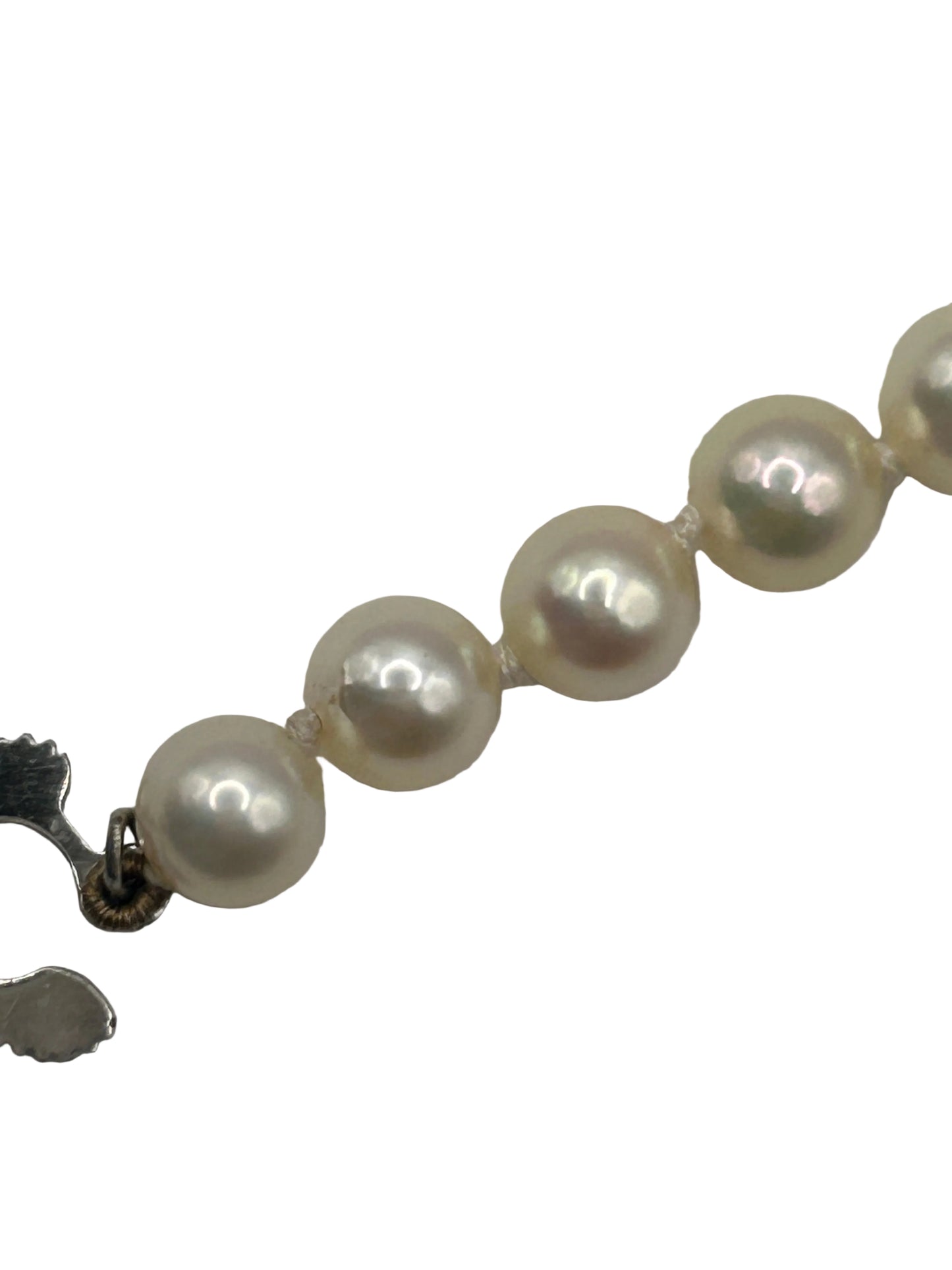 Vintage Mikimoto cultured Akoya pearl necklace with a silver clasp
