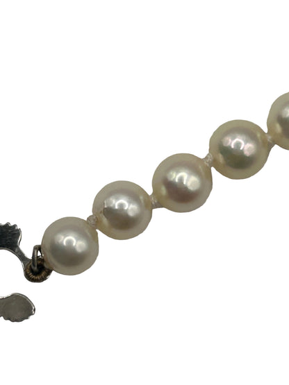 Vintage Mikimoto cultured Akoya pearl necklace with a silver clasp
