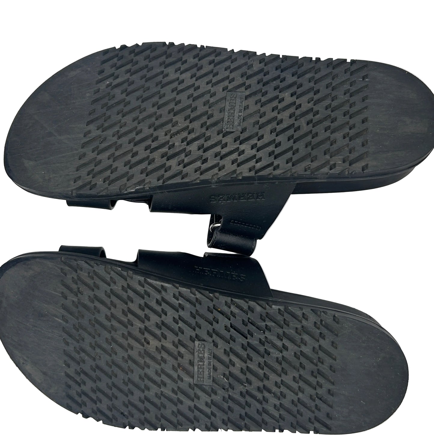 Hermès Chypre sandals in black calfskin leather