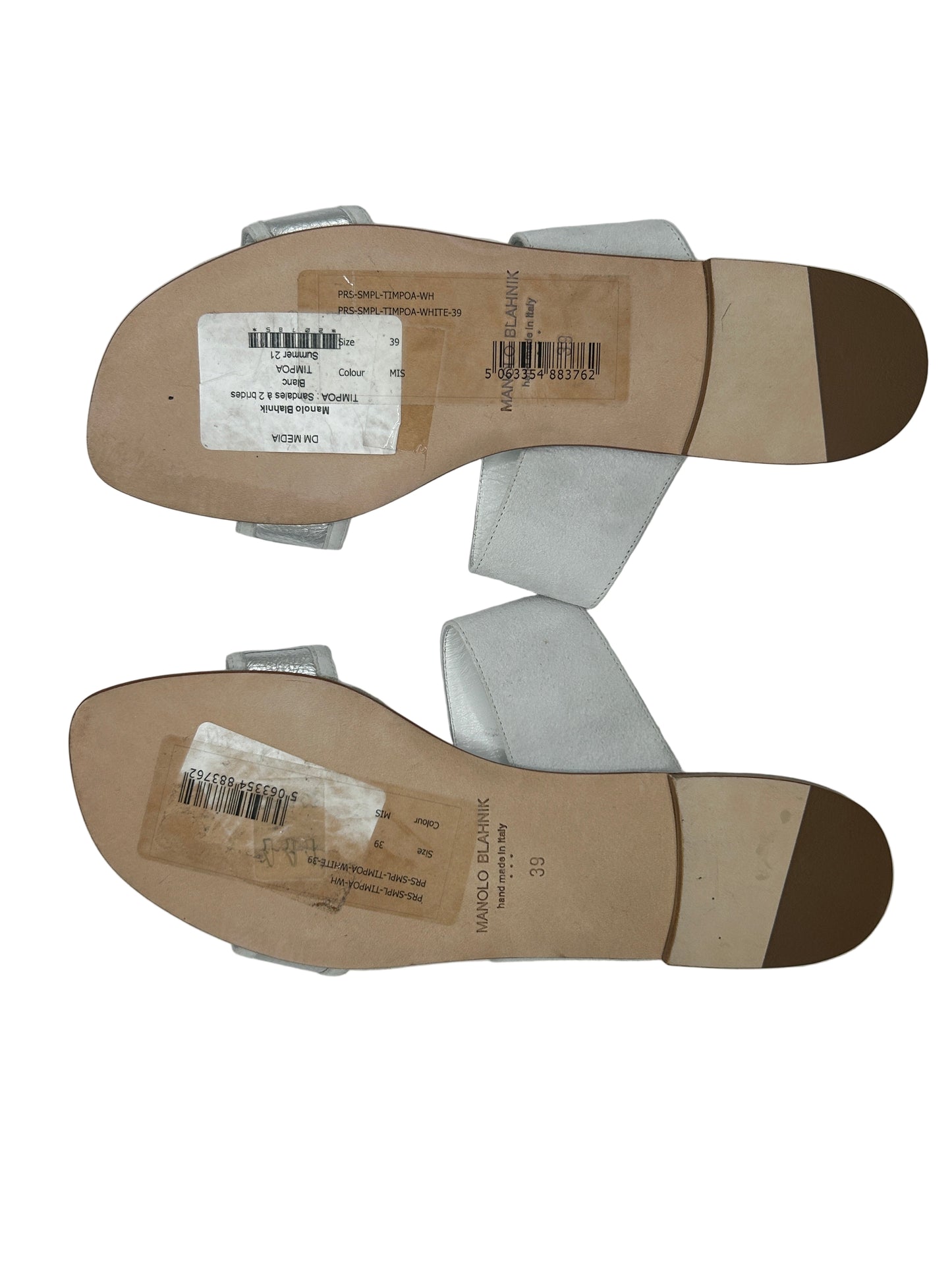 Manolo Blahnik white and silver sandals