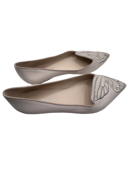 Sophia Webster Bibi butterfly ballet flats in an off-white or light pink satin