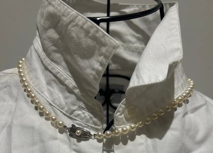 Vintage Mikimoto cultured Akoya pearl necklace with a silver clasp