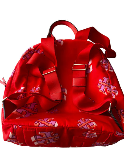 Tory Burch Ella Printed Backpack featuring a crazy logo allover pattern