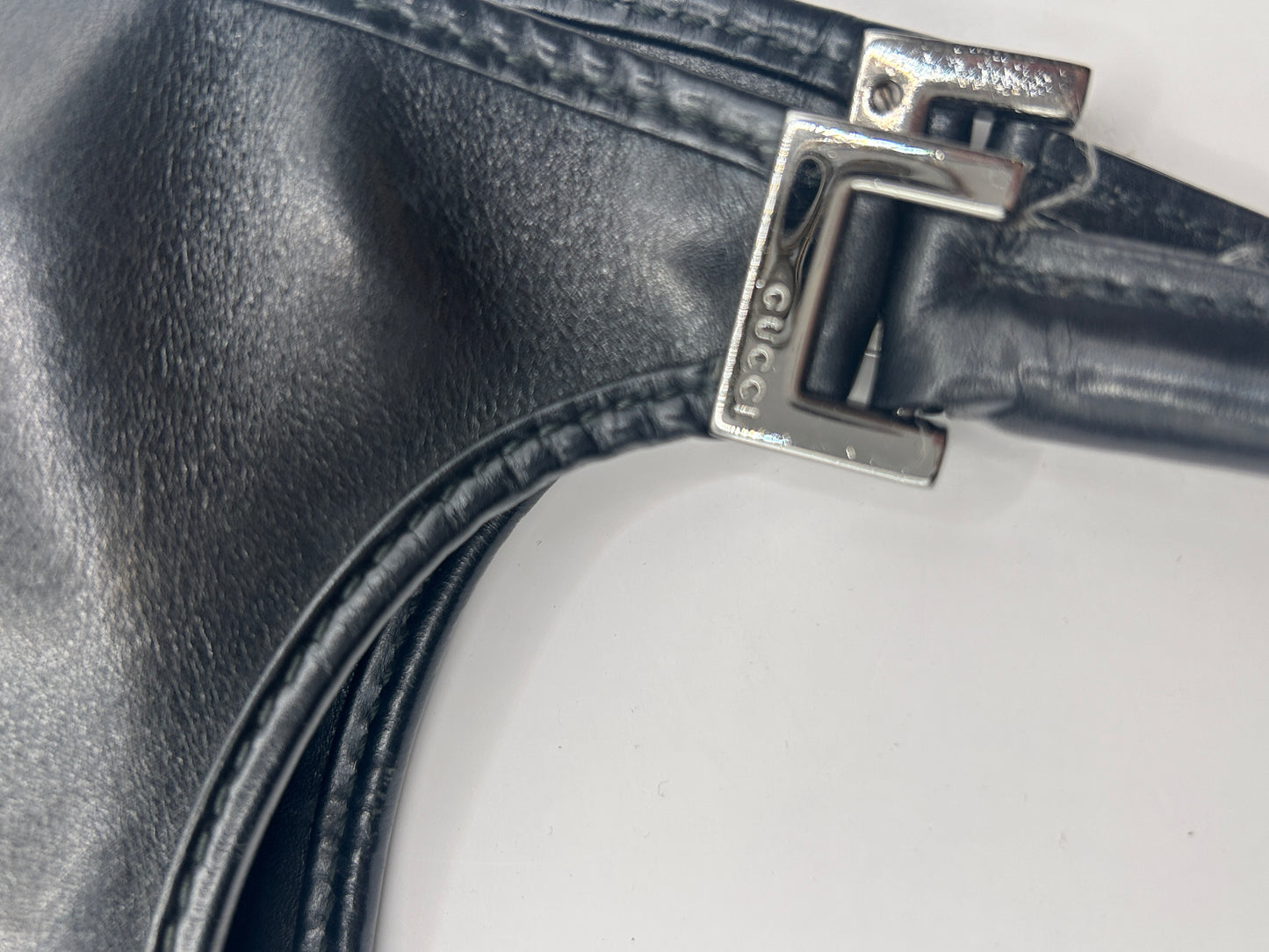 Gucci Jackie Bardot black leather shoulder bag