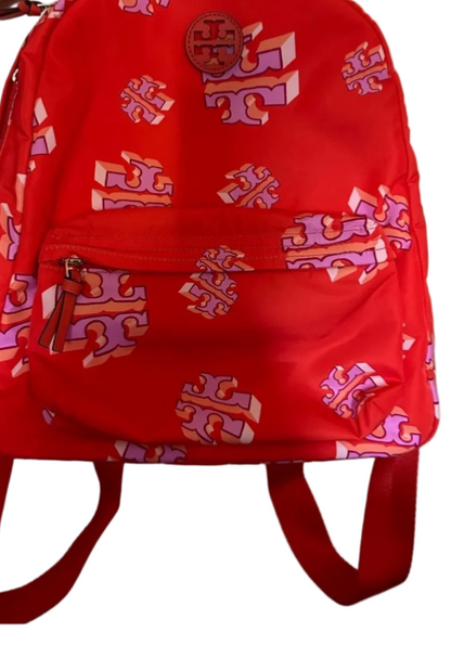 Tory Burch Ella Printed Backpack featuring a crazy logo allover pattern