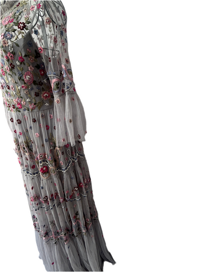 NEEDLE & THREAD
Light Grey Dreamers Floral Embroidered Tulle Gown