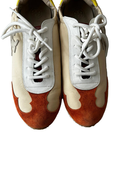 Tory Burch Suede
Colorblock Pattern, ivory and rust