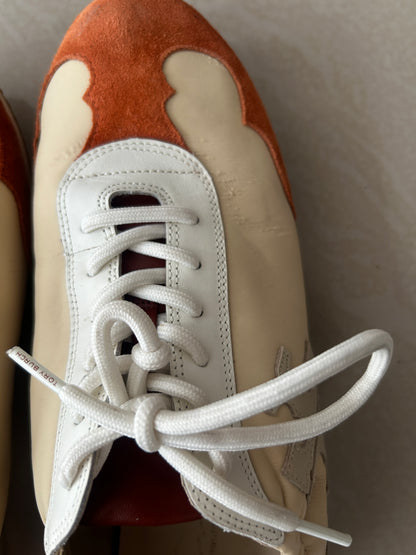 Tory Burch Suede
Colorblock Pattern, ivory and rust