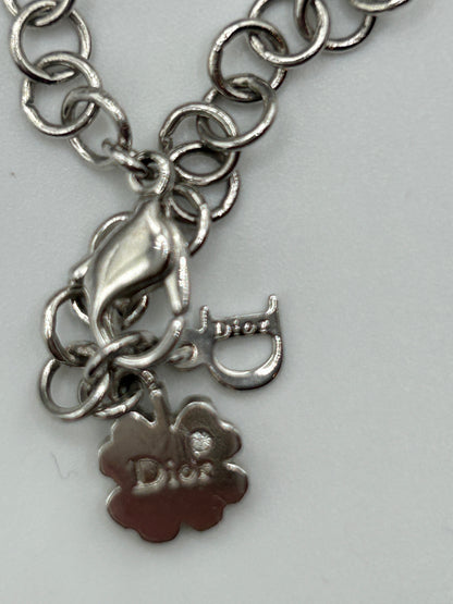CHRISTIAN DIOR vintage silver tone chain necklace