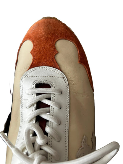 Tory Burch Suede
Colorblock Pattern, ivory and rust