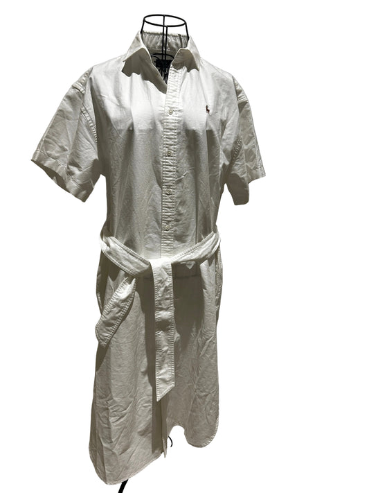 POLO RALPH LAUREN
BELTED LINEN SHIRTDRESS - SHIRT
DRESS - WHITE