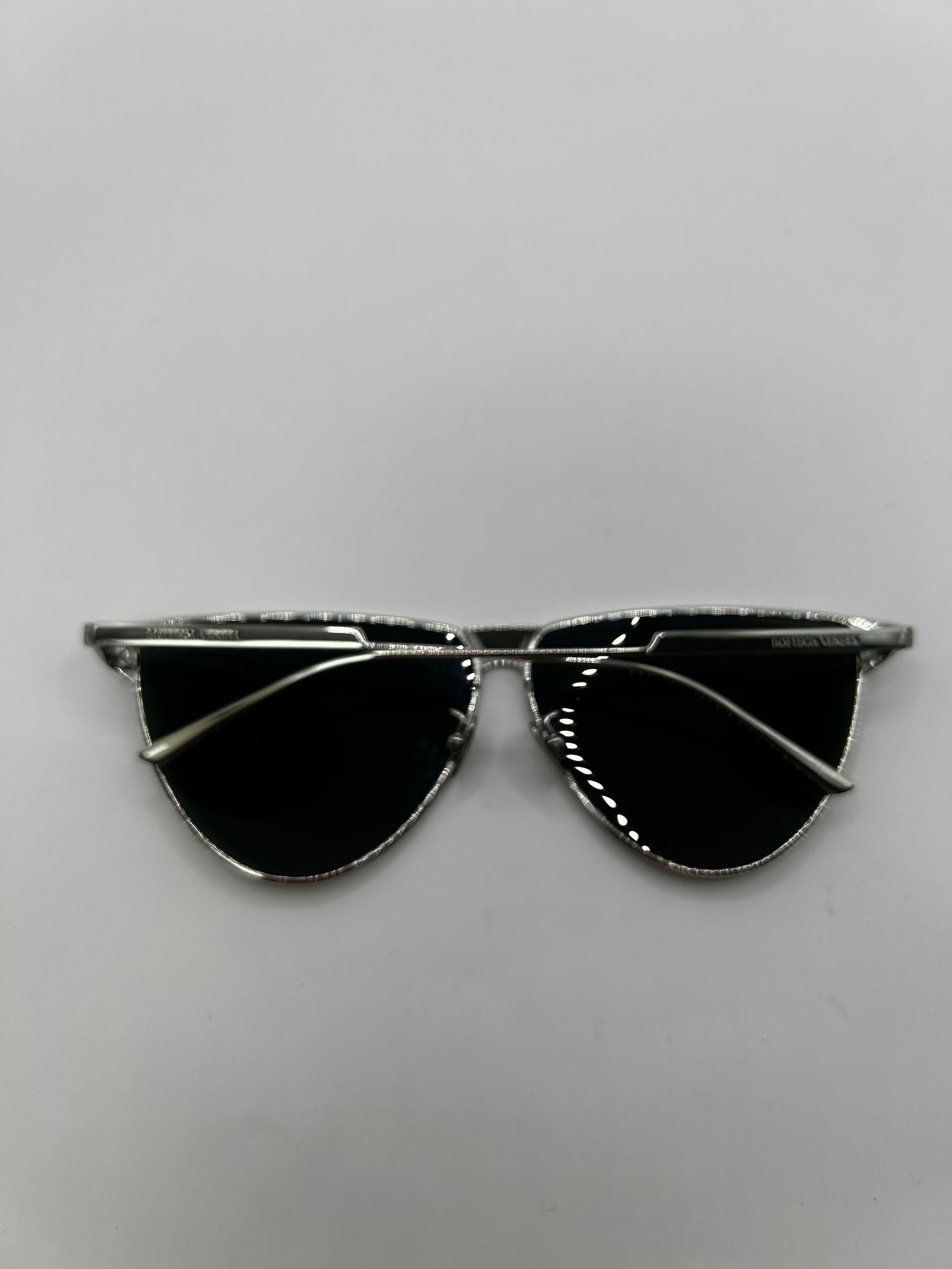 Bottega Veneta Bv1070s Metal Aviator Sunglasses - Silver,Green- unisex
